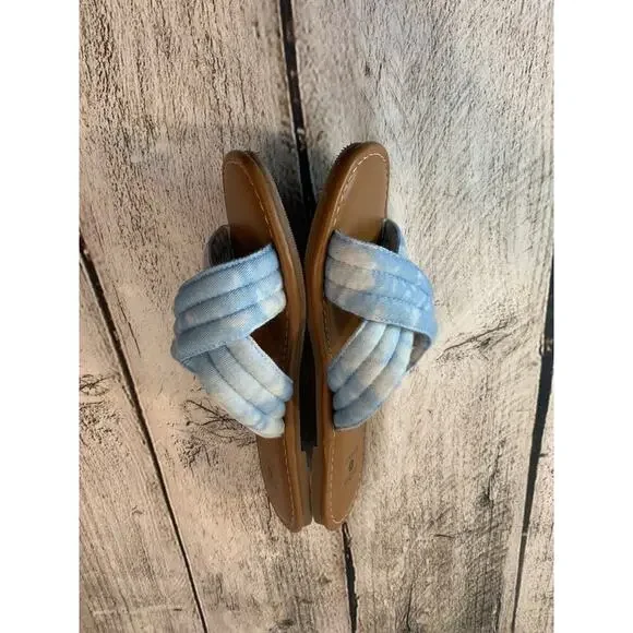 SHADE SHORE Women’s Blue Tie Dye Slip On Flat Sandals / Size: 5 - Picture 3 of 9